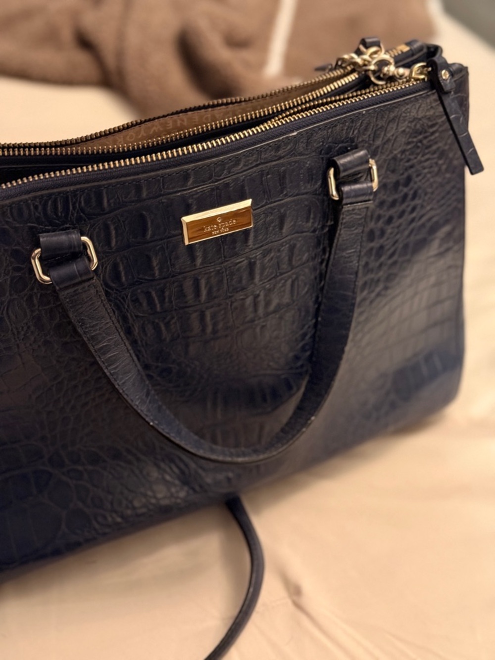 Kate Spade Blue Croc-Embossed Leather purse